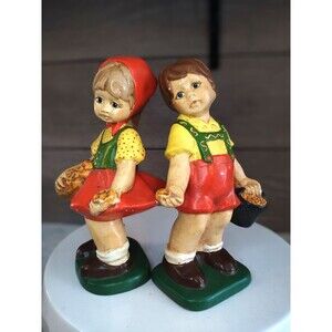 Vintage Hand Painted Mold Ceramics German Boy & Girl Figurines Oktoberfest
